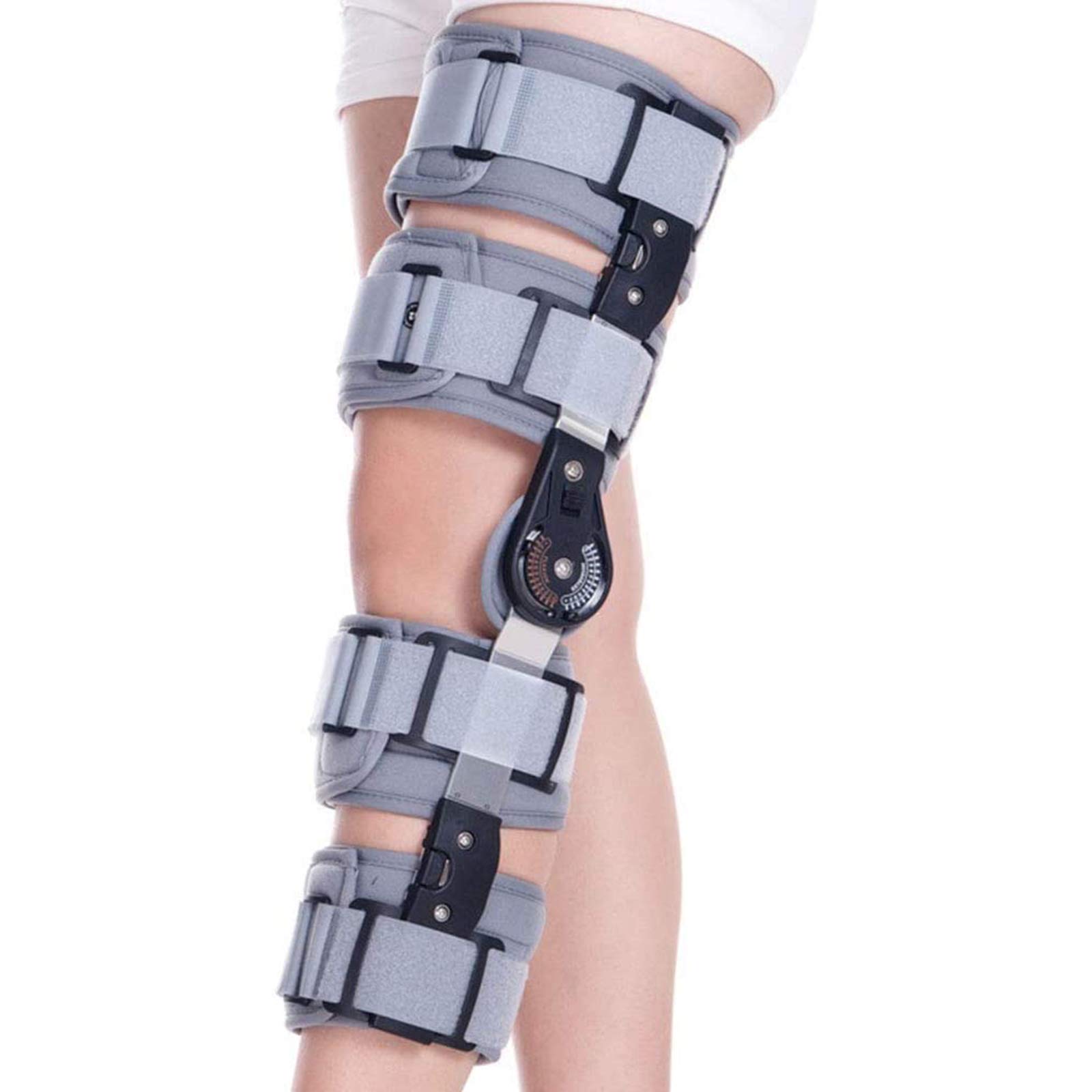Rodillera con Bisagras, Estabilizador De Soporte Ortopédico Médico Transpirable Ajustable, Rodillera Telescópica con Bisagras con Función De Bloqueo De Caída,C