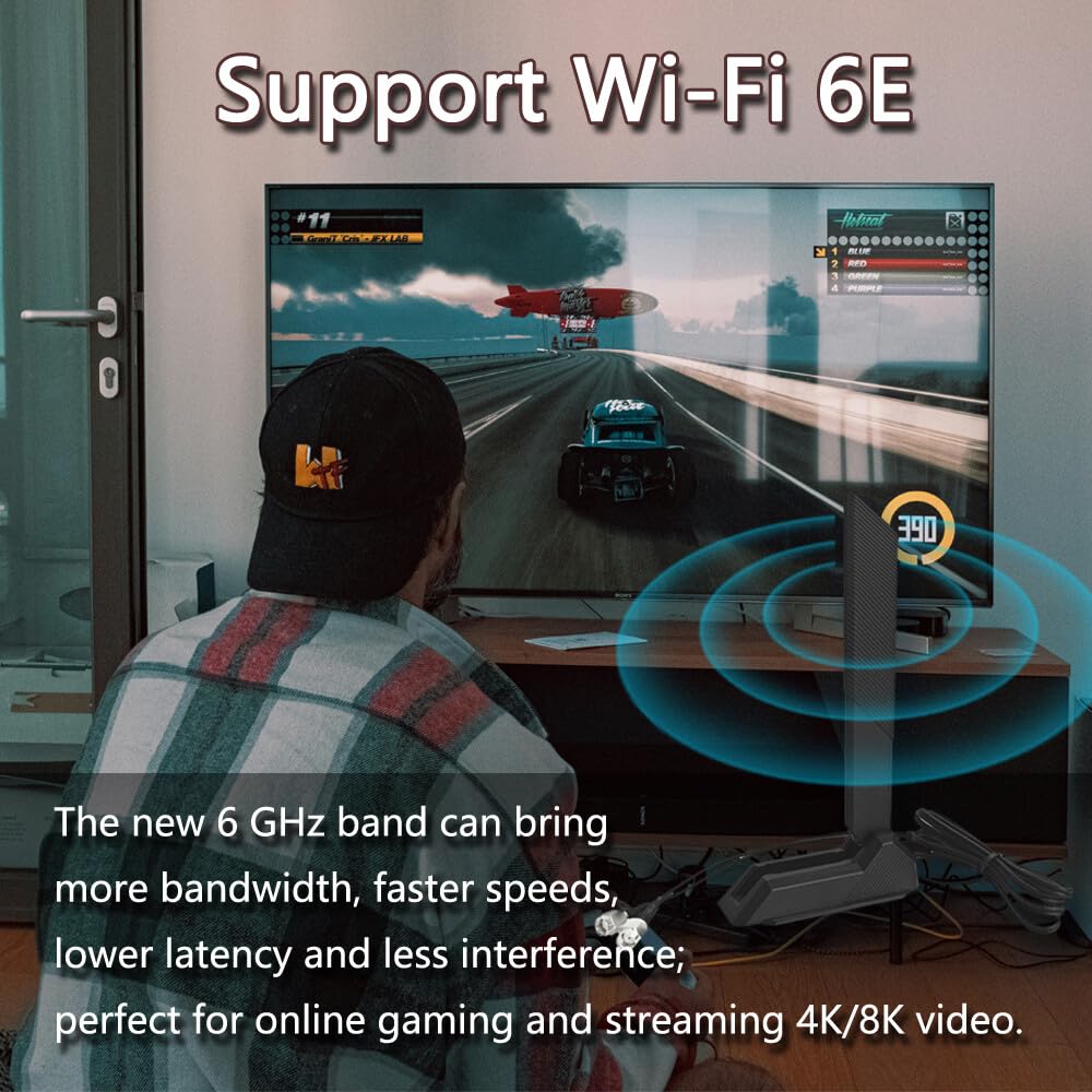 JINTAI Antena WiFi 6E Tri-Band High Gain 9dBi z podstawą magnetyczną do komputerów stacjonarnych PC - 360° osłona wielokierunkowa obsługuje 2,4 GHz/5,8 GHz/6 GHz Bluetooth PCI-E WiFi 6/6E karty PCI-E