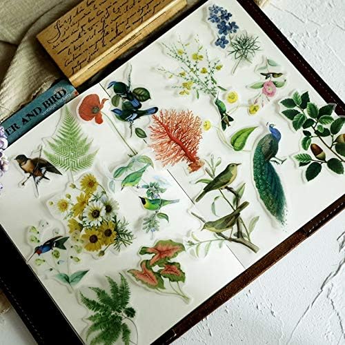 HENJIA Flowers And Birds Illustration Vellum Paper Stickers For Scrapbooking Happy Planner Card Making Journaling Project