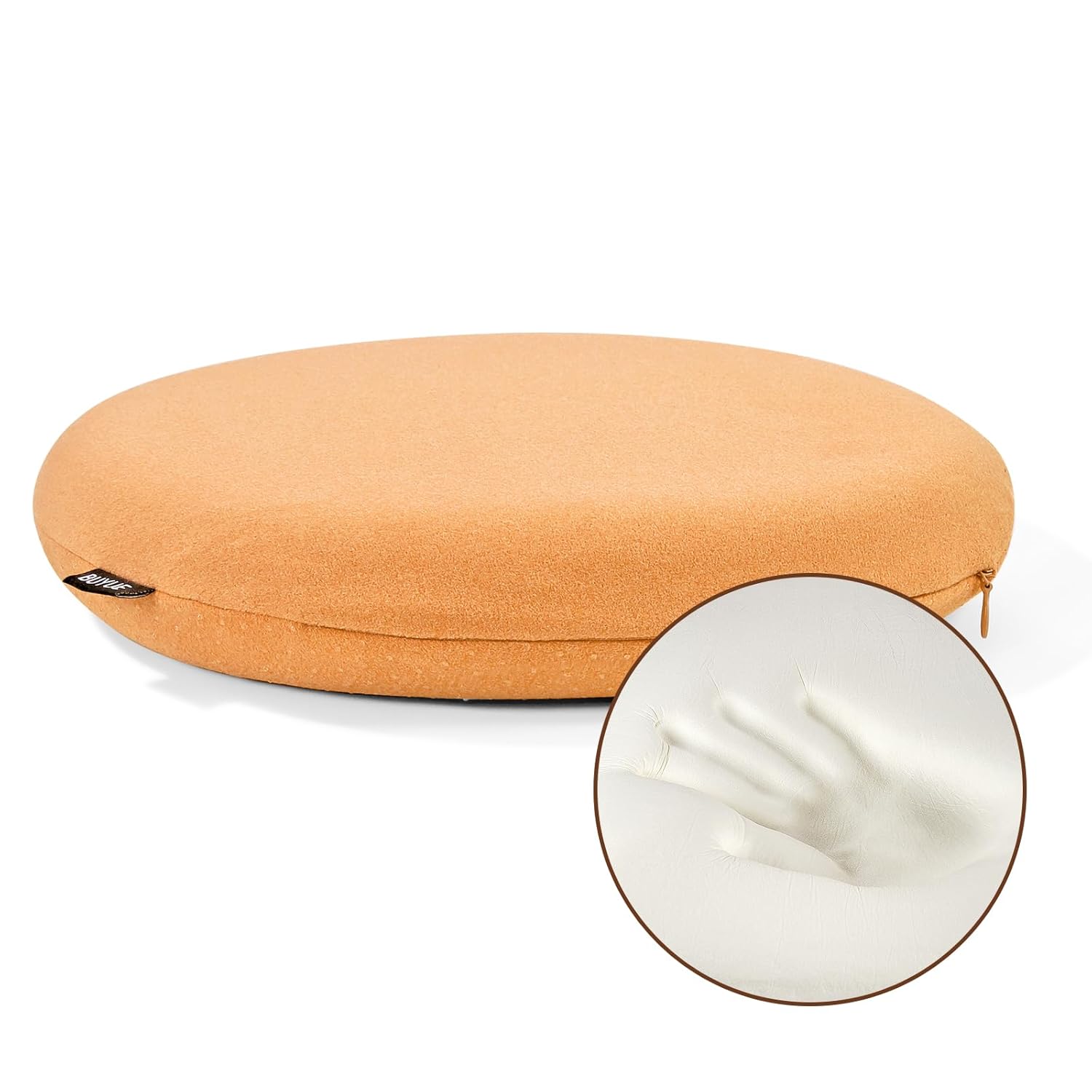 BUYUE Memory Foam Seat Cushion Dia 15 Soft Velvet Round Stool Cushion Anti-Slip Chair Pads M Orange