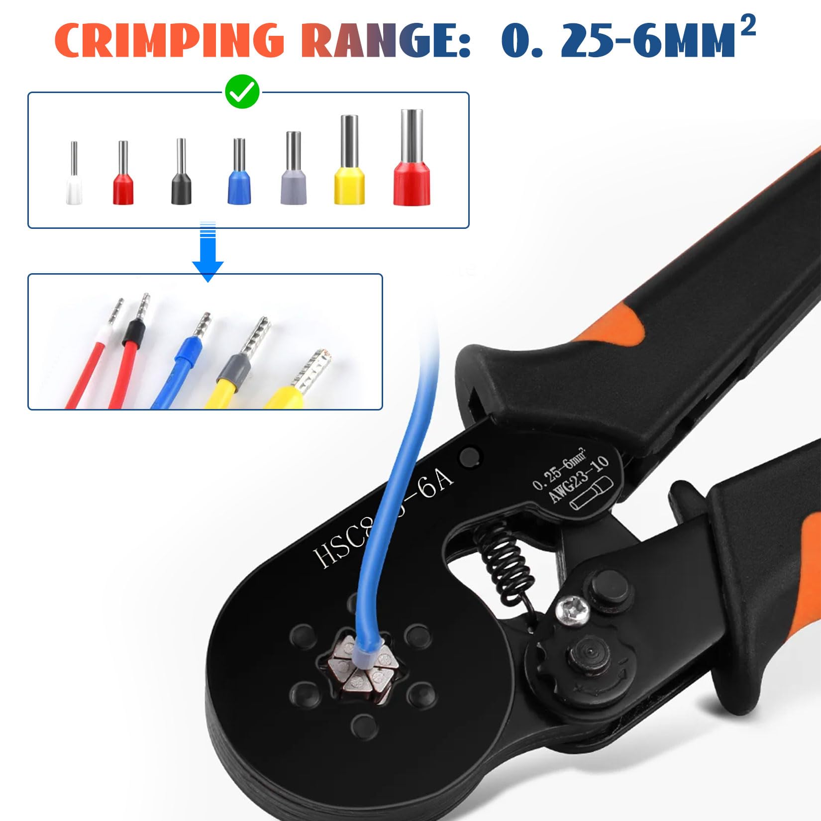 Idota Crimpadora 0.25-6mm² Terminales Electricos Hexagonales Punteras