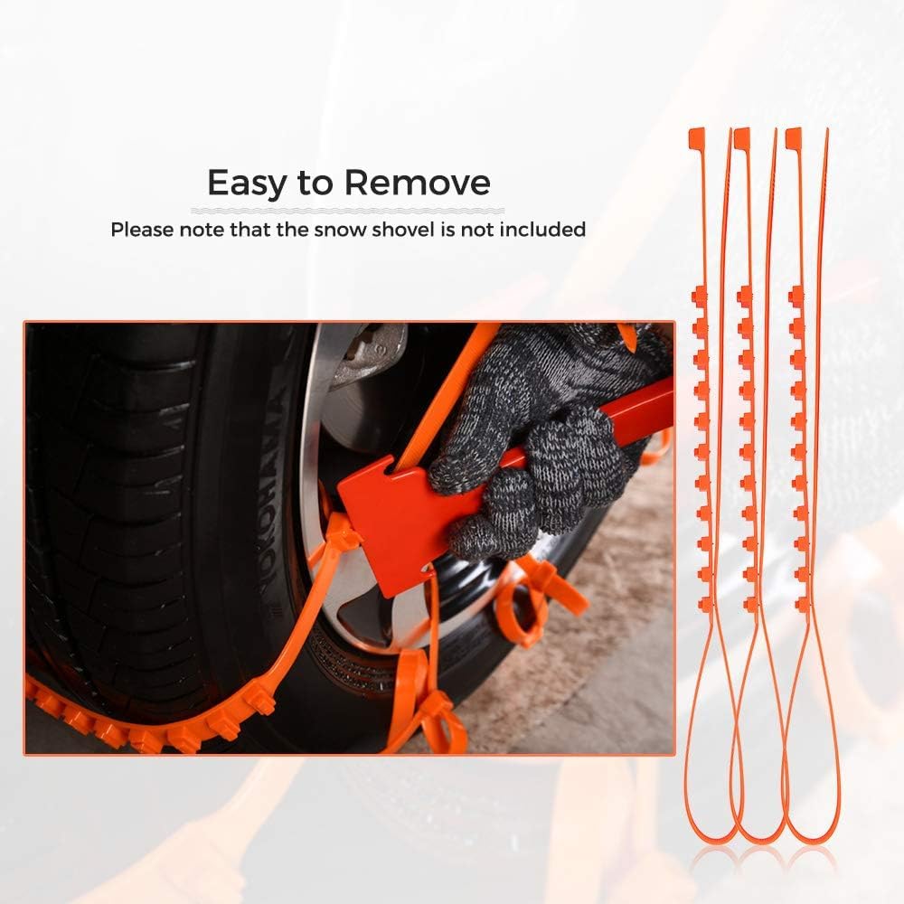 Emergency Anti Skid Tire Chains, 20pcs Universal Cable Belts Traction Tyres Auto Car Universal Fit Snow Safety Anti skid Tire Tyer Chains Thickened Tendons (Orange)