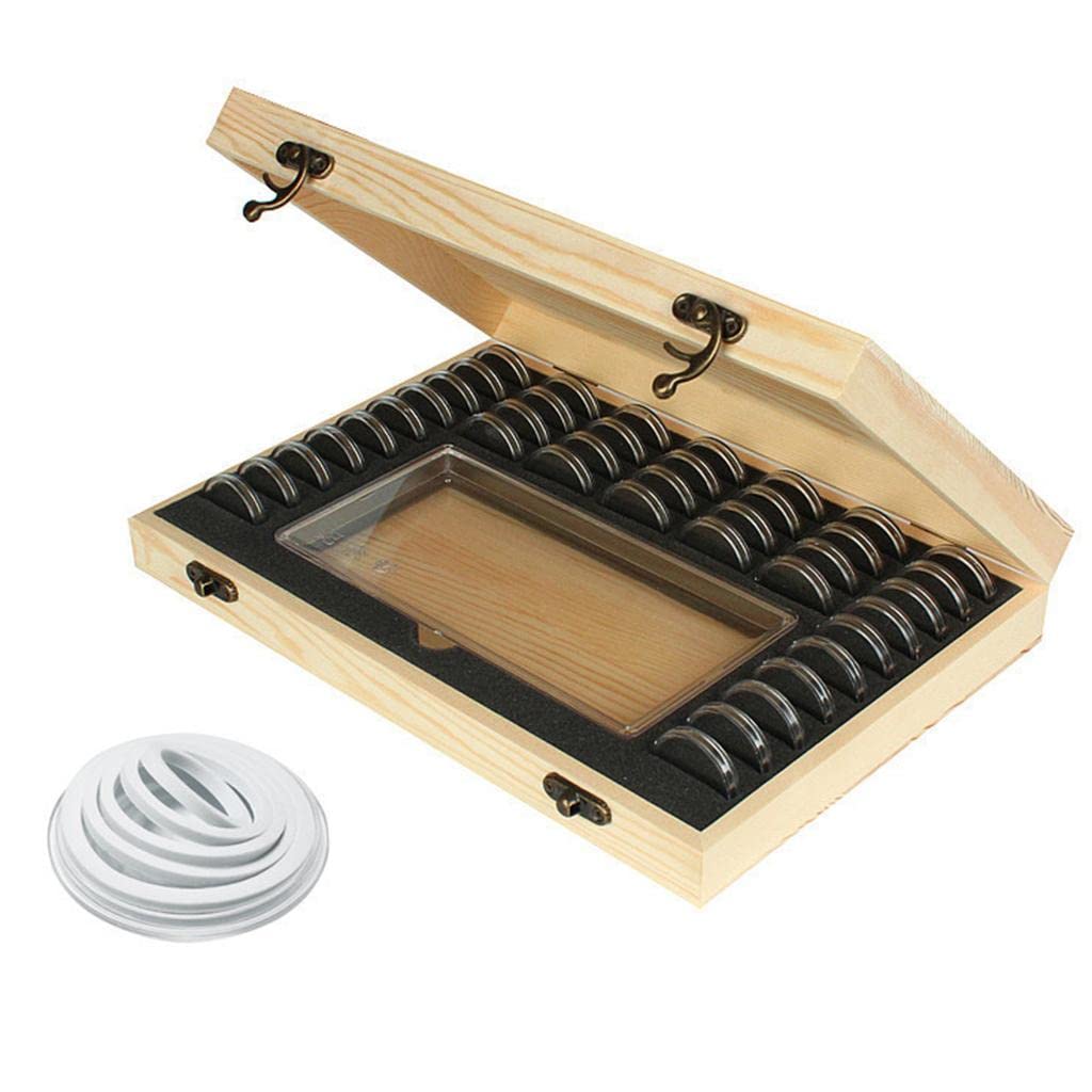 misppro Caja de almacenamiento de monedas de madera con 40 cápsulas
