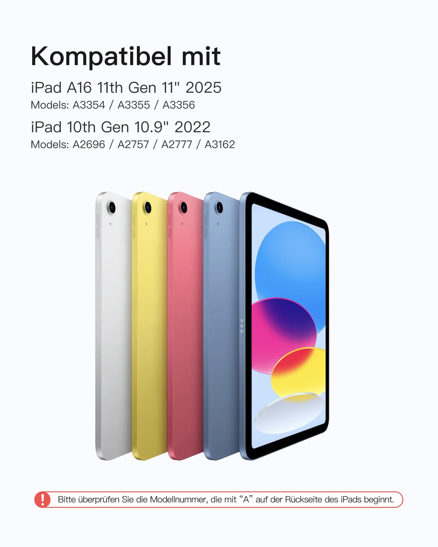 Inateck Hülle mit Tastatur für iPad 11 A16 2025 11 Zoll, iPad 10. Gen 2022 10,9 Zoll, 5,1" Vollflächen-Touchpad,Vertikaler/Horizontaler Ständer,Abnehmbar,mit Stifthalter,QWERTZ,Schwarz,AceTouch Pro
