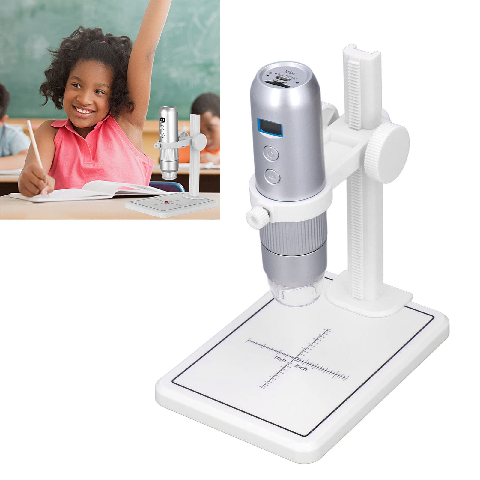 Cocoarm Elektronenmikroskop, ABS, WiFi, Computermikroskop, 50 X Bis 1000 X, 8 LEDs, Manueller Fokus, 1080P, Videomikroskop für die Inspektion von Leiterplatten, Münzen, Schmuck, Uhren, Kinderstudie
