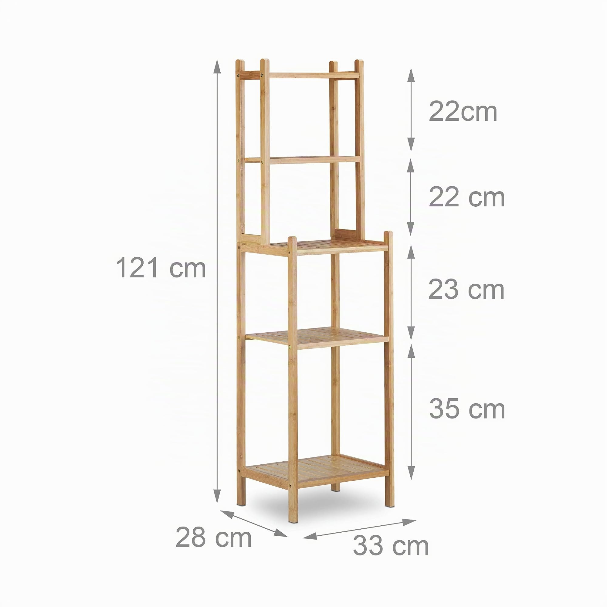 Relaxdays Scaffale bagno in bambù 5 ripiani per cucina corridoio mobiletto aperto HxLxP: 121 x 33 x 28 cm, beige