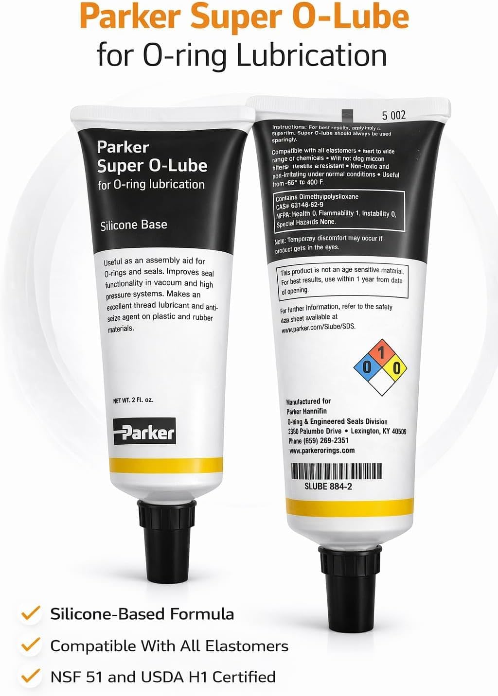 Amazon.com: Parker 884-2 Super O-Lube O-Ring Lubricant - 2 Oz. Tube :  Industrial & Scientific
