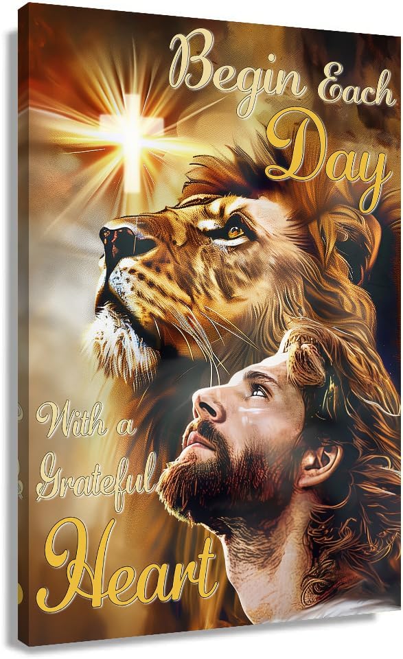 Zhefoart Begin Each Day With A Grateful Heart Wall Art Inspiratio...