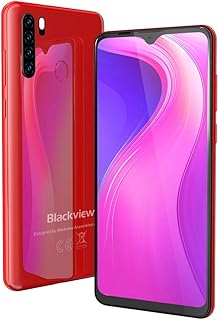 Telephone Portable 4G, Blackview A80 Plus Smartphone Débloqué 64Go +4Go, Android 10.0, Ecran 6,49 Pouces, Double Nano SIM, 4680 mAh, 13MP/ 8MP Quatre Caméra, Fingerprint, Rouge