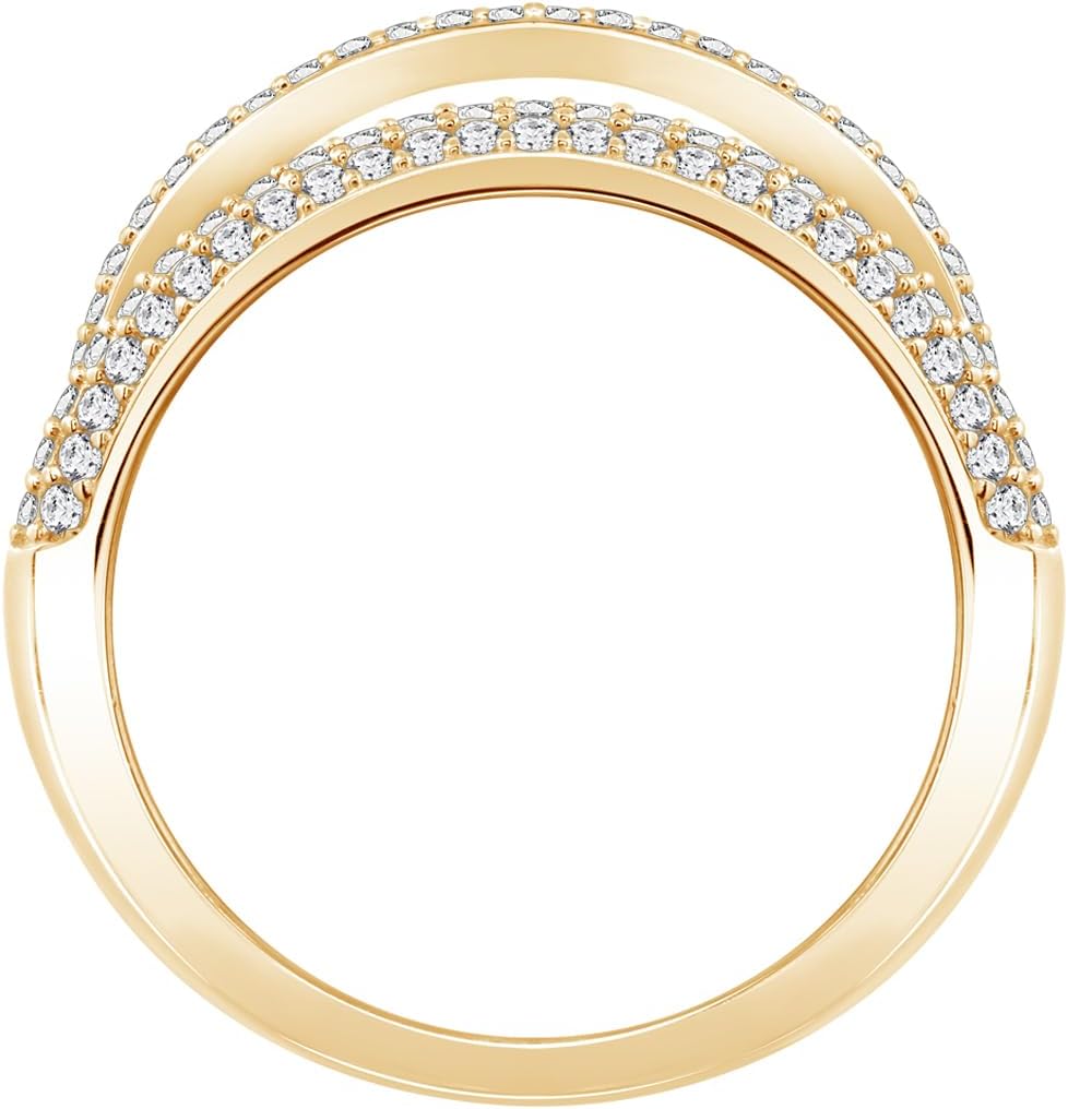 Amazon Essentials Yellow Gold Plated Sterling Silver Multi Row Ring - Image 2