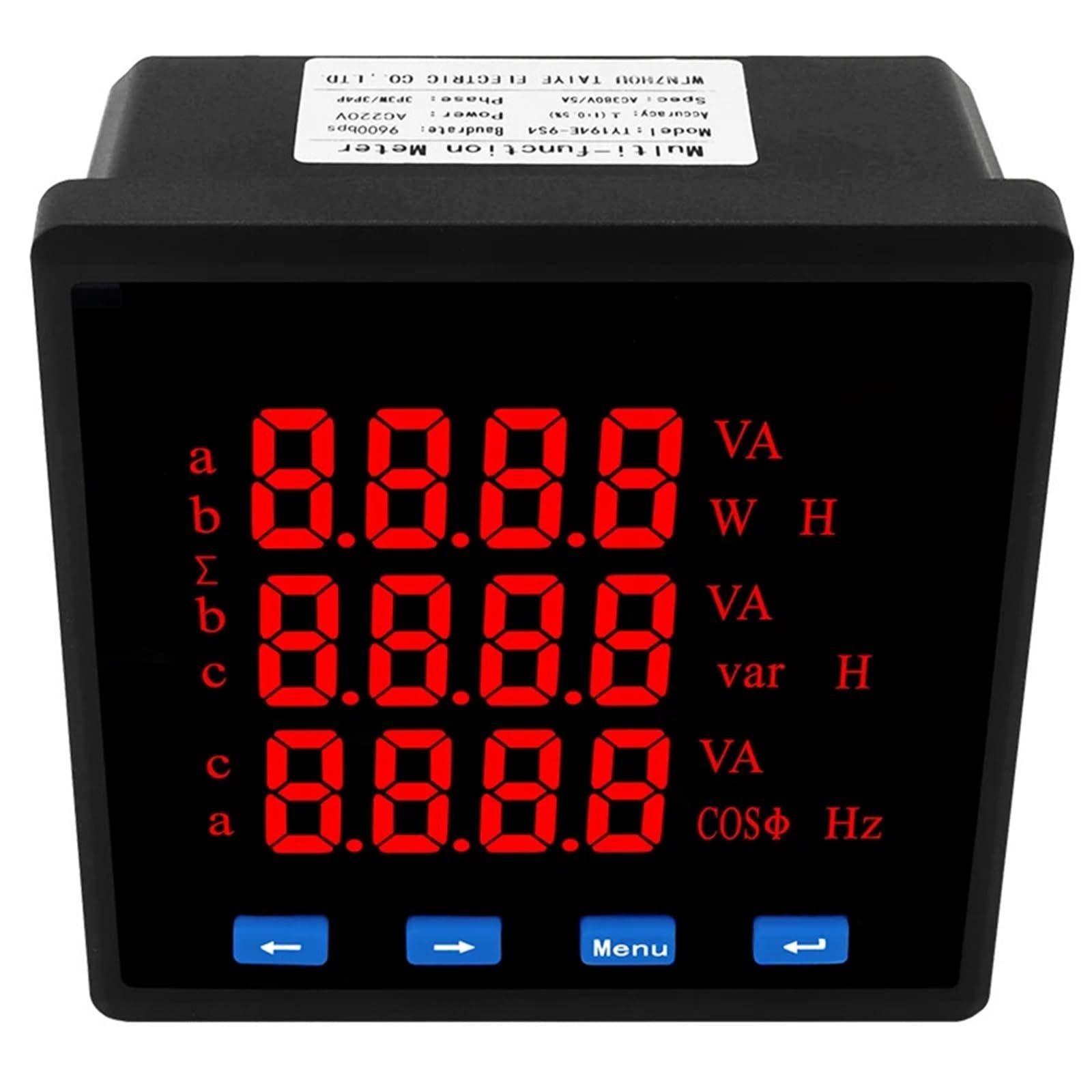 Compteur de tension triphasé numérique wattheure multifonction LED - 7