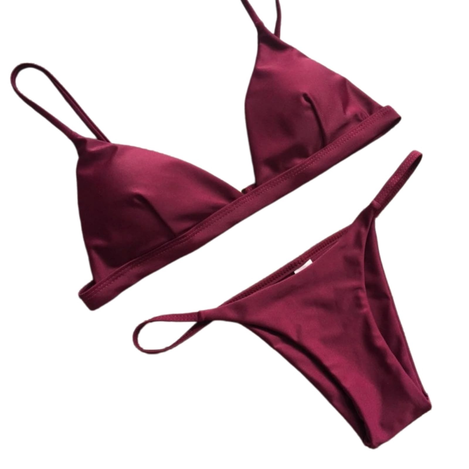 Bikini Donna Triangolo Nero Set Costume da Bagno Brasiliano-Dark Green-s