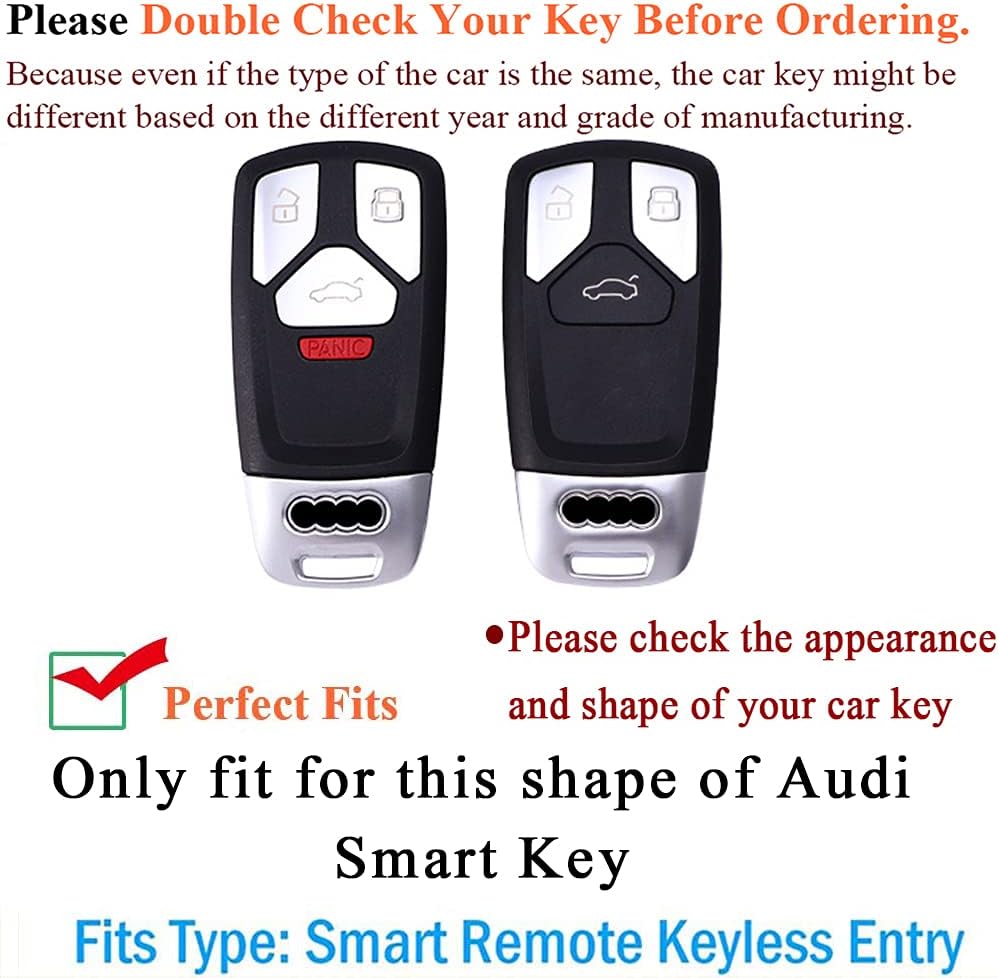 SANRILY Smart Key Cover for Audi A4 A5 Q7 Q5 TT S4 2018-2020 Keyless Remote Keychain Holder Full Protector Key Fob Shell Case Red