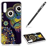 Huawei P20 Pro Hülle,Huawei P20 Pro Handyhülle,WIWJ Hülle TPU Silikon Backcover Case mit Gemalt Kunst Malerei Muster Schutzhülle für Huawei P20 Pro -Blaue Eule