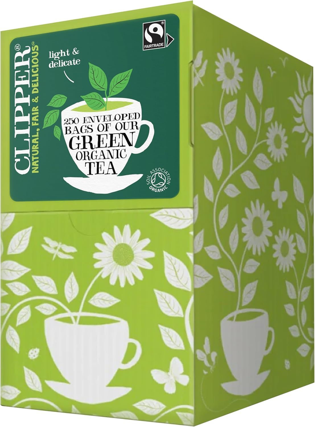 Clipper Organic Pure Green Tea Bags | 250 Individually Wrapped Teabags | Bulk Buy for Home, Catering & Parties | Eco-Conscious, Fair Trade Tea | Natural, Unbleached, Plant-Based & Biodegradable Bags
