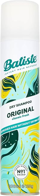 Batiste Dry Shampoo Original 200ml, Fresh & Clean Fragrance, No Rinse Spray to Refresh Hair in Between Washes