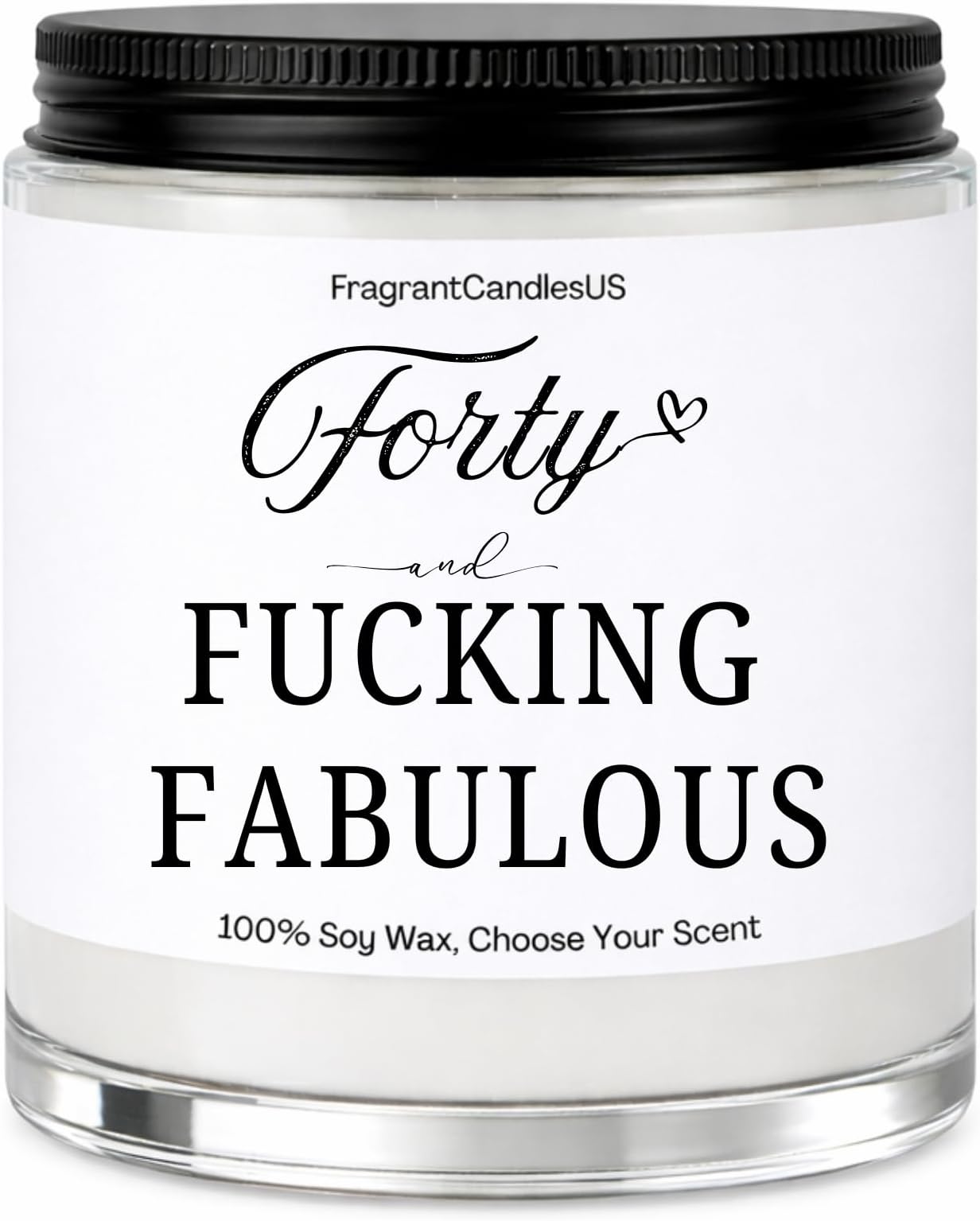 Funny 40th Birthday Gift for Women - Forty and Fucking Fabulous Scented Candle - Turning 40 Gifts for Her, Wife, Girlfriend, Best Friend - 40 Year Old Birthday Present (Honeysuckle Jasmine)