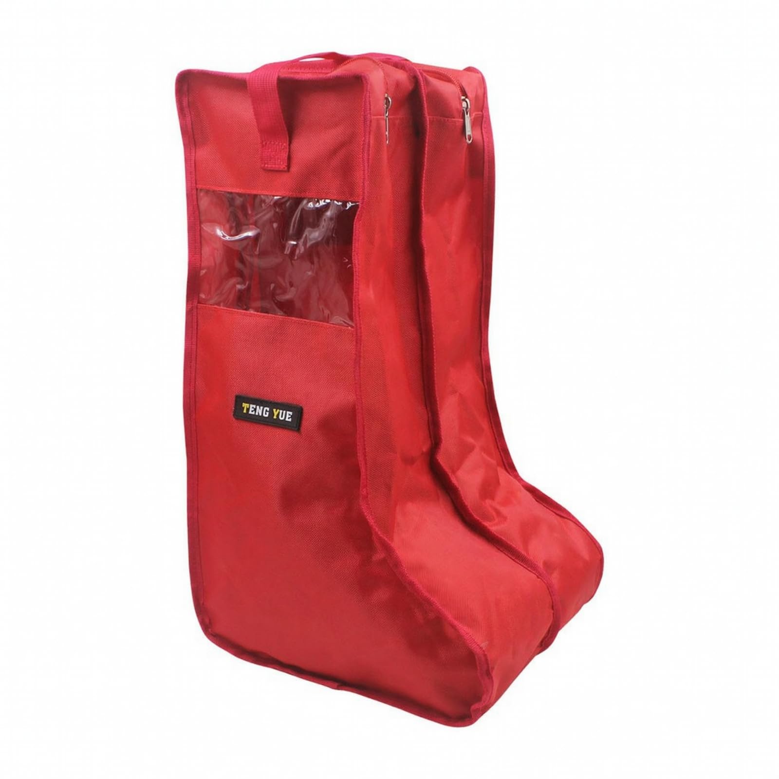 Copertura Protettiva Calzature Borsa Contenitore Scarpe Sacca Stivali Custodia Impermeabile Antipolvere in Tessuto Oxford con Pannello Chiaro E Base, Rosso, Rosso