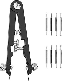 Watch Spring Bar Plier Tool, 6825 Watch Bracelet Remover with 10 Tips Pins, Aluminum Alloy Watch Strap Adjuster Tool for Watch Wrist Bands Strap Removal Repair Fix