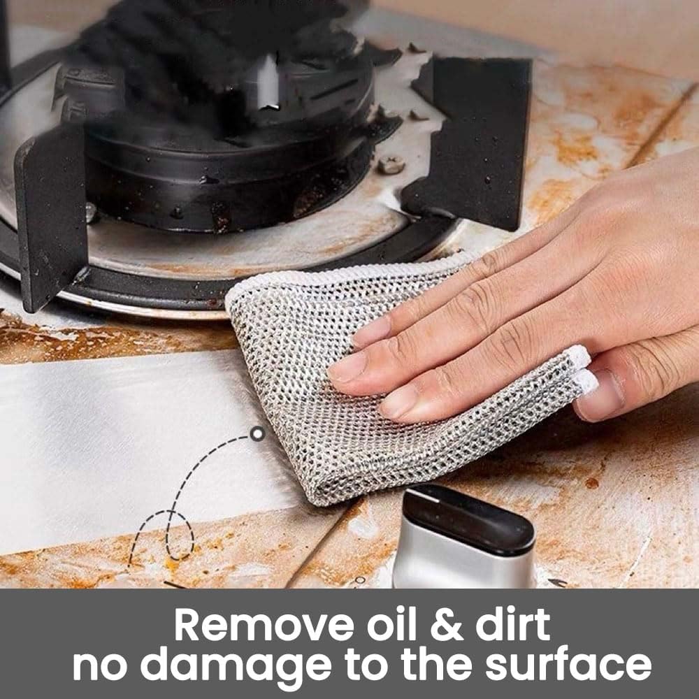 Trend-Aspire Non Scratch Dish Wash Cloth Scrubber for Utensils-Multipurpose Steel Wire Dishwashing Rag Cloth for Kitchen Use and Cleaning Non Stick Pans Ceramic Crockeries Fruits Vegetables (6) 4