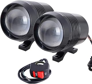 2 Pack faro de la motocicleta 6500K color blanco U2 punto de la motocicleta luz para Moto ATV camión, barco de la bicicleta del coche con el interruptor de apagado/encendido color negro/blanco