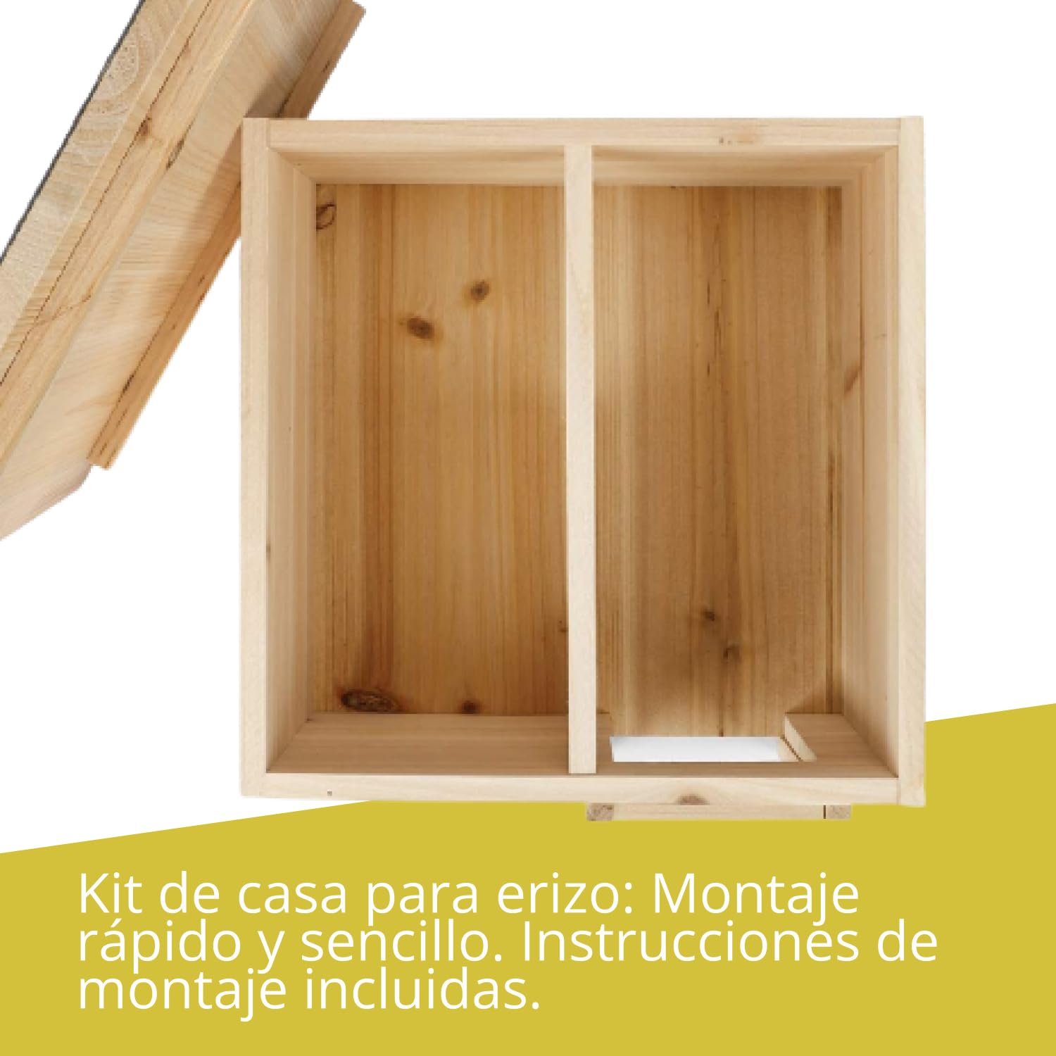 Wildlife Friend Caseta de Madera para erizos, Protege a tu Mascota de la interperie, Casa para jardínes Exteriores, Tamaño 40cm x 40cm x 19cm, Prepara el Nido y Protege a tu Mascota