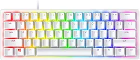 Razer Mini teclado para jogos Huntsman 60%: interruptores ópticos clicky - modo de disparo rápido - iluminação RGB cromada - teclas PBT - Memória integrada - Snap Tap - Branco