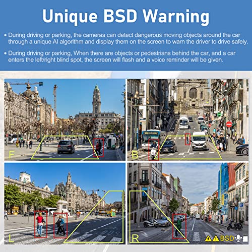 4K Rv Backup Camera System With 10.1’’ Monitor For Truck Bus Rv Trailer Caravan, Front/Rear/Side View 4 Ahd 1080P Cam 4 Splits Touch Screen Dvr Recording/Mp3 Mp5/Playback/Light Alarm/Bsd Avoid Blind #TOP3