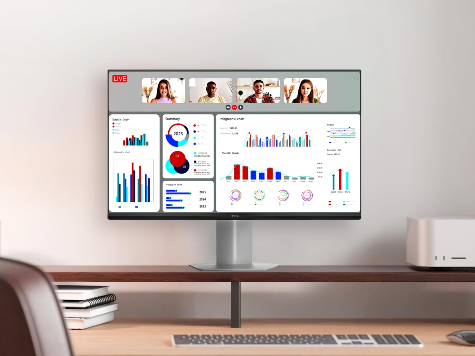 TCL 24G54 24 Zoll Mini-LED-Monitor, Full-HD-Auflösung, 100Hz, VA-Panel, 450 Nits, VESA Display, HDR 400, großer Farbraum, TÜV Rheinland Flimmerfrei & Low Blue Light