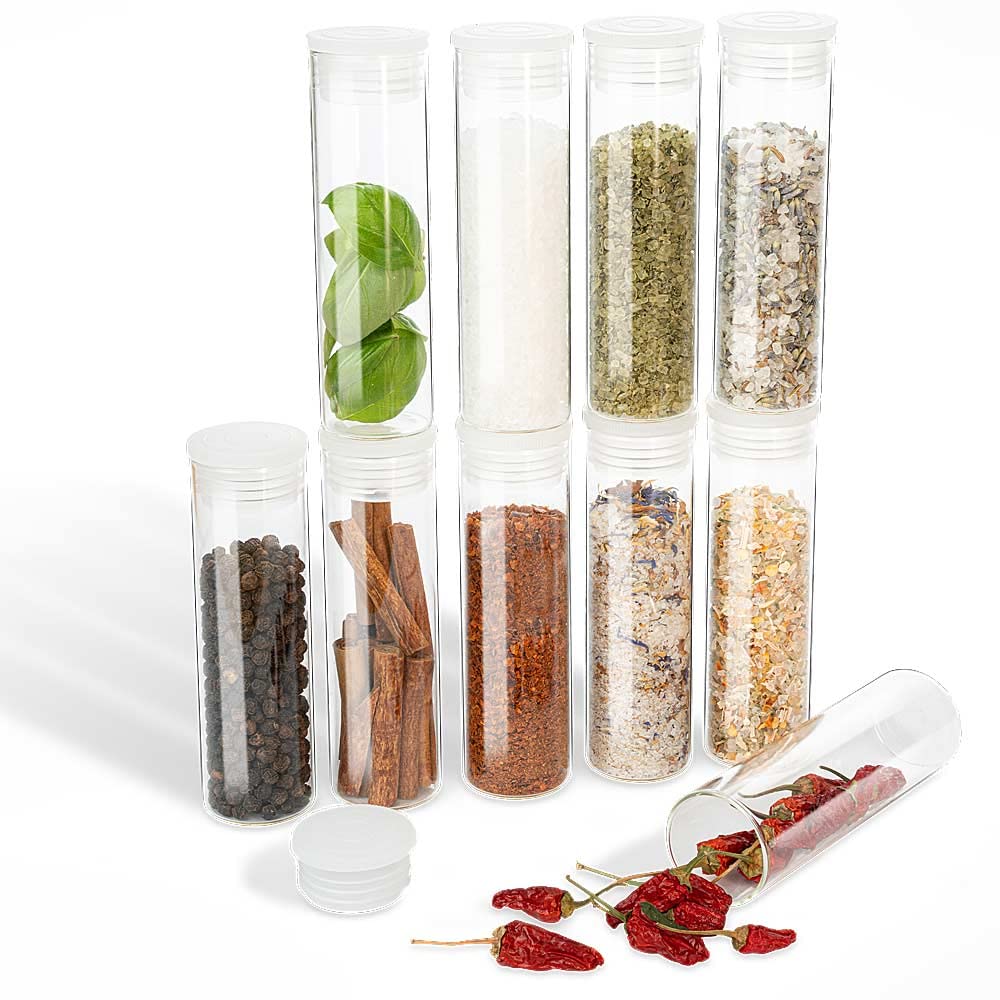 Tuuters Set Di 6 Barattoli Per Spezie In Vetro – 70x30 Mm, 35 Ml, Con Tappo In Sughero, Trasparenti, Ideali Per Conservare Erbe Aromatiche