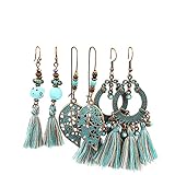 SSAWYY 3 Pairs Fashion Hollow Pendant Earring Set, Bohemian Earrings, Tassel...