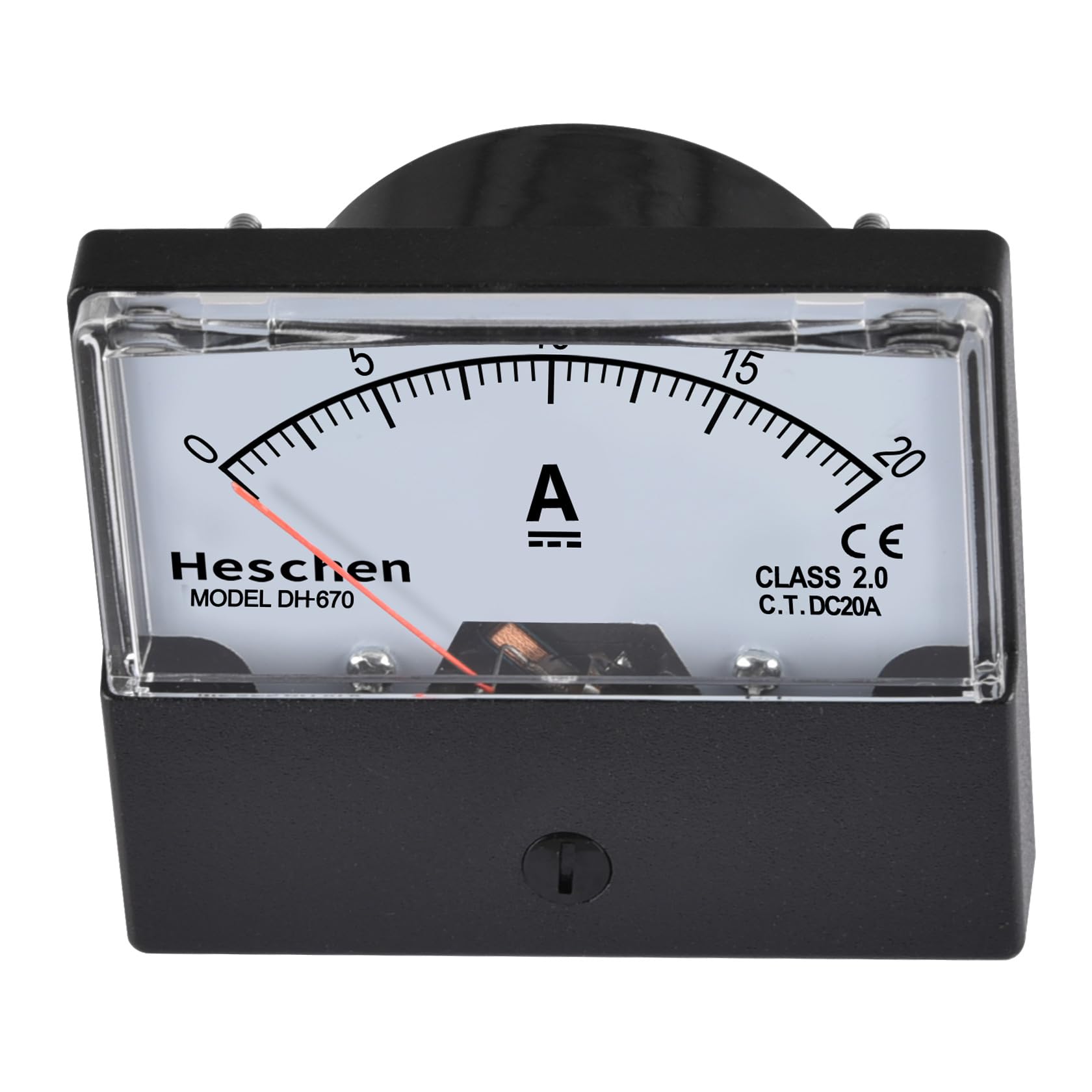 Heschen Rettangolo pannello montato misuratore di corrente amperometro, DH-670, DC 0-20A, 670 stile, classe 2.0