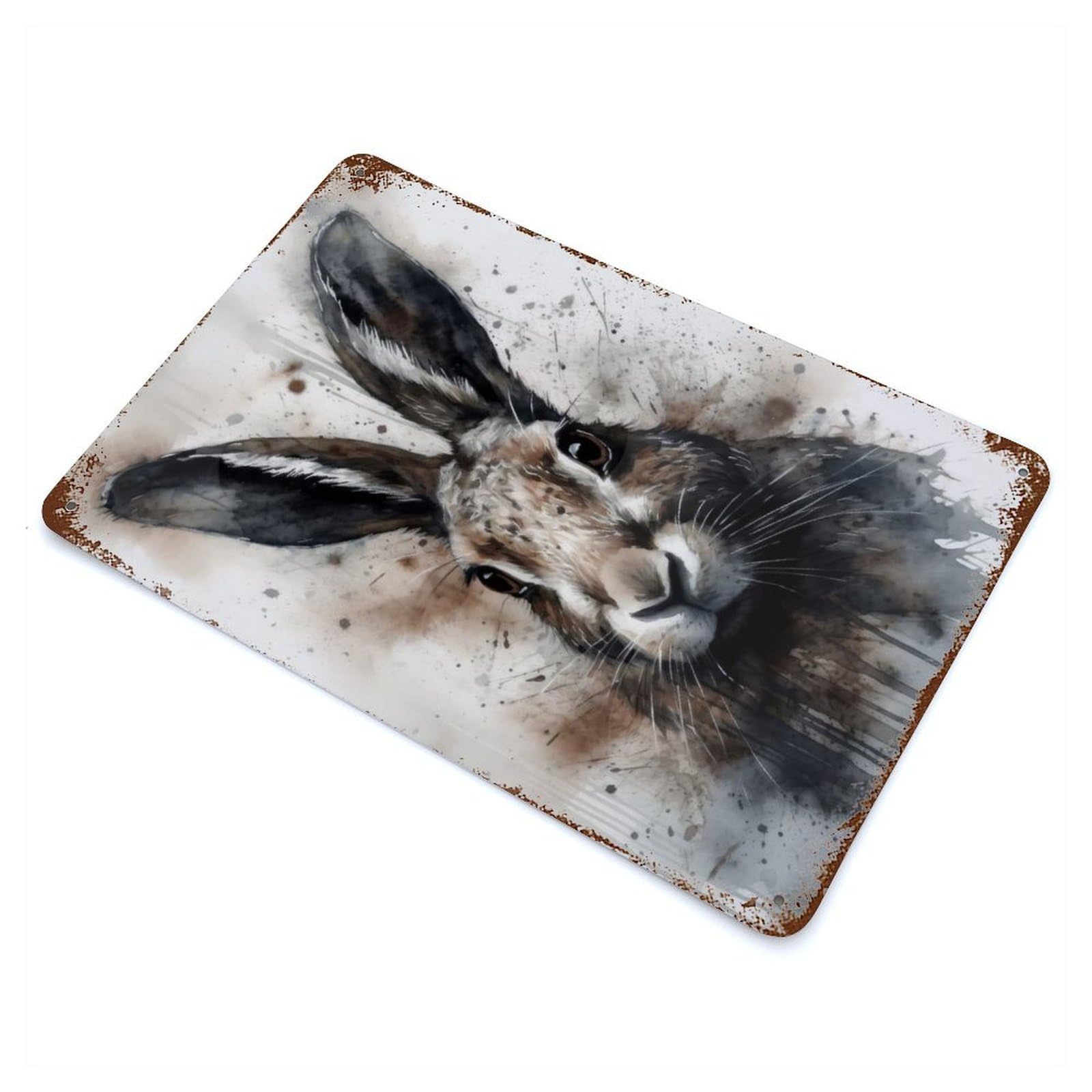 Rabbit Beauty Inked Bunny Decorative Tin Sign 11.8"x7.9", Ideal for Basement, Hobby Room And Garage Decor