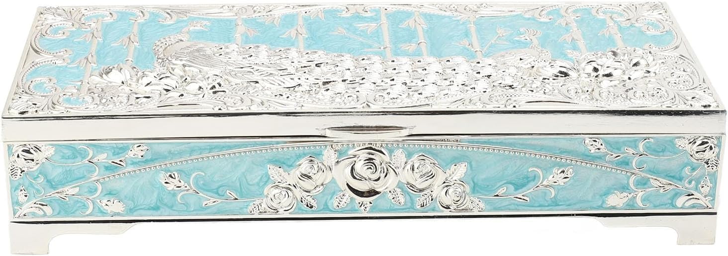 Boîte à bijoux vintage motif paon pour sublimer votre coiffeuse rétro