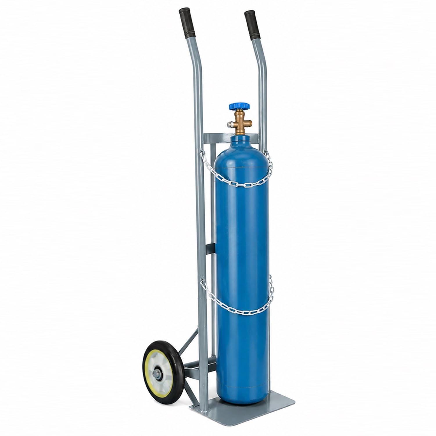 Carro cilíndrico de oxígeno resistente para soldadura, 140 cm de altura, ruedas de 20 cm, se adapta a tanques de 40 L/50 L (gris) - Carro de botella de gas duradero y portátil