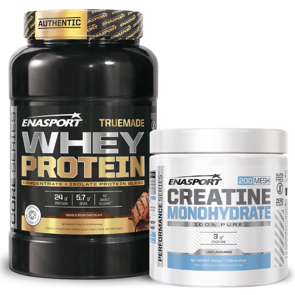 Truemade Whey Protein 2kg + Creatina Monohidrato 300g DE REGALO, Proteína de Suero de Leche, Whey Protein Isolate, Blend de Máxima Pureza, Rápida Absorción (2000, Chocolate)