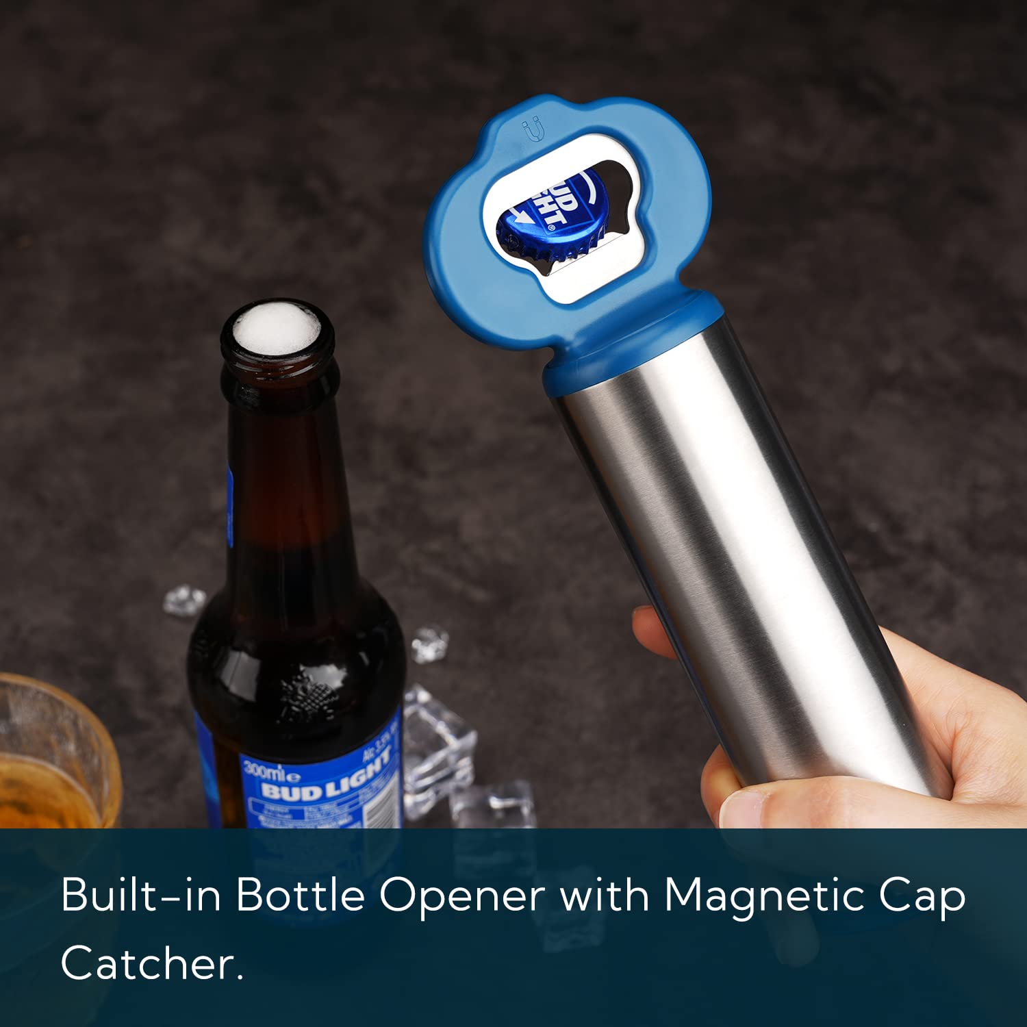 Sacacorchos 3 en 1 para abrebotellas de vino con cortador de papel de aluminio, abridor de botellas de cerveza con receptor magnético de tapa, funciona fácilmente como abridor eléctrico, 4