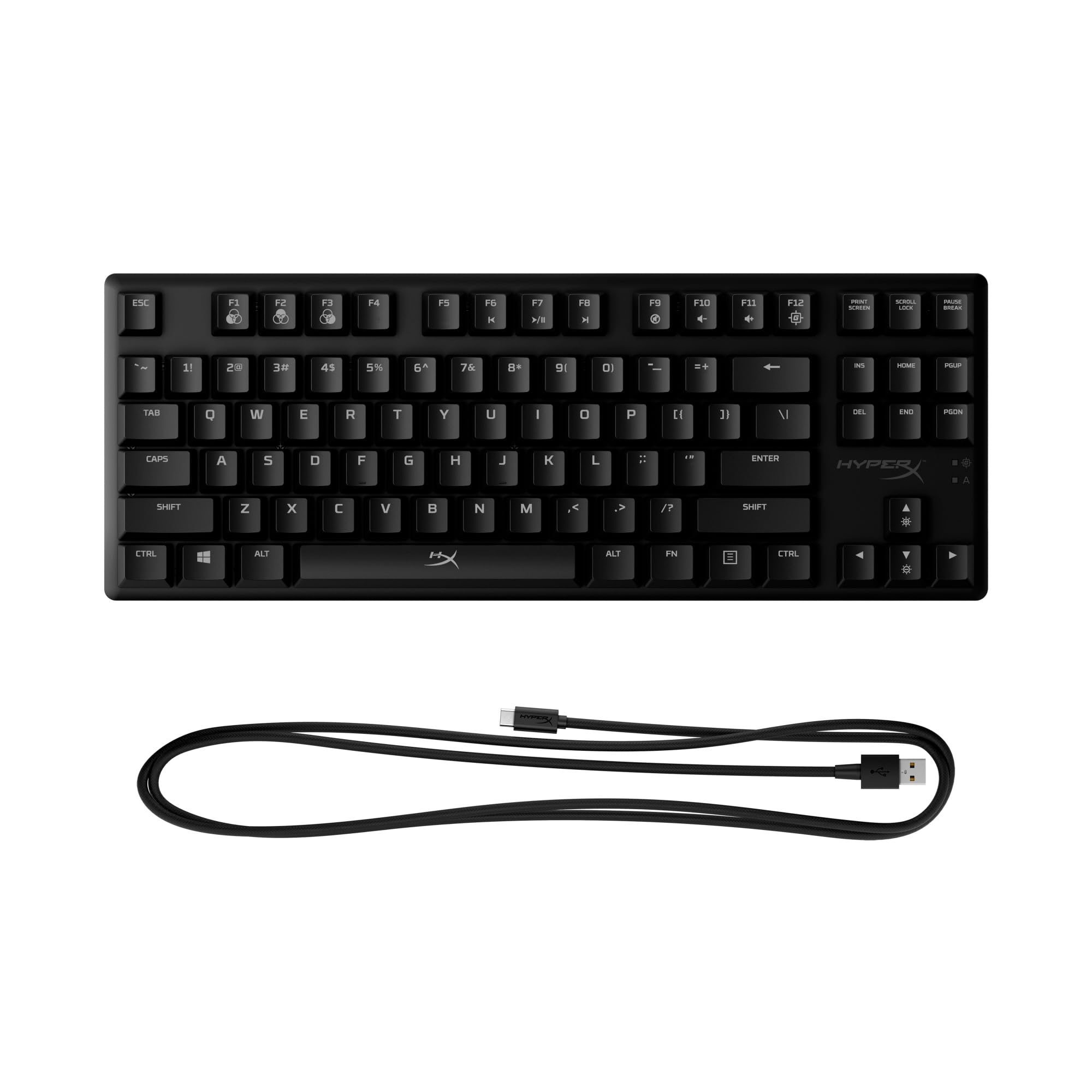 HyperX Alloy Origins Core, Tastiera Meccanica da Gaming Cablata, Illuminazione RGB, Telaio in Alluminio, 80 Milioni di Pressioni Garantite, Cavo USB-C, 3 Dispositivi Collegabili, Layout Inglese, Nera