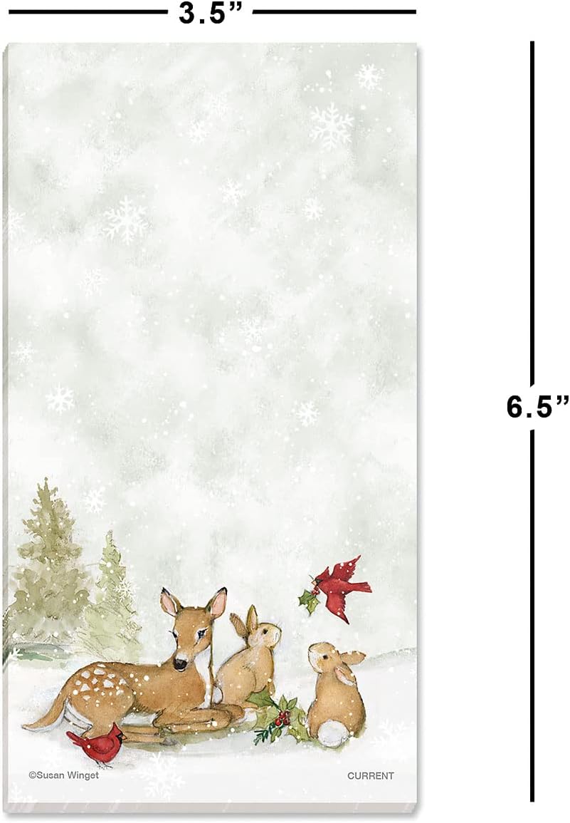 Current Peaceful Forest Holiday Magnetic Notepad Set – Set of 12 Memo Pads, 6 Designs, 30-Sheet Pads, 3½ x 6½ Inches, Christmas Shopping List, To-Do Notes