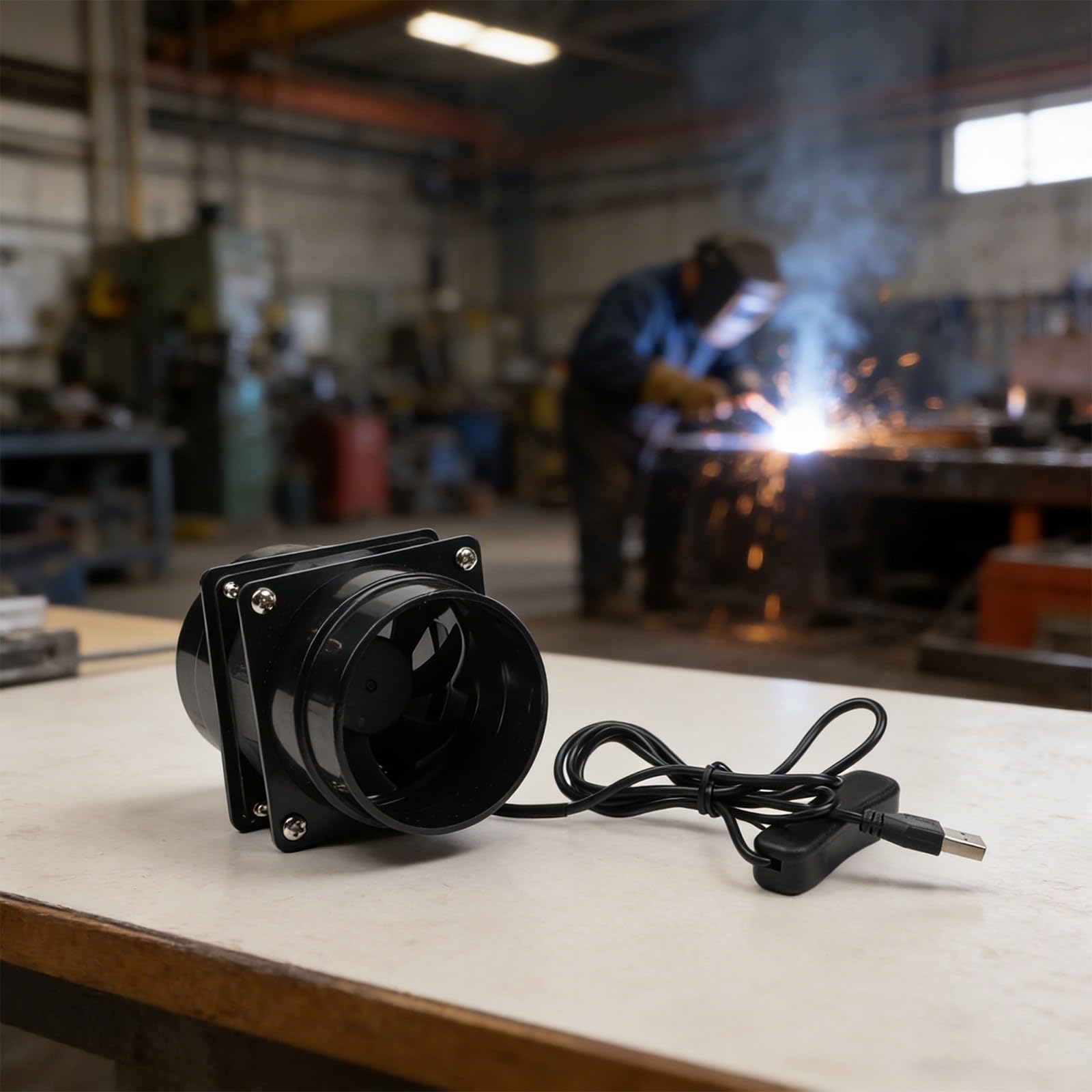 Ventola aspirante di fumo ESD alimentata tramite USB, con velocità regolabile e varie lunghezze dei tubi per migliorare l'aria negli spazi di lavoro elettronici (solo ventola)