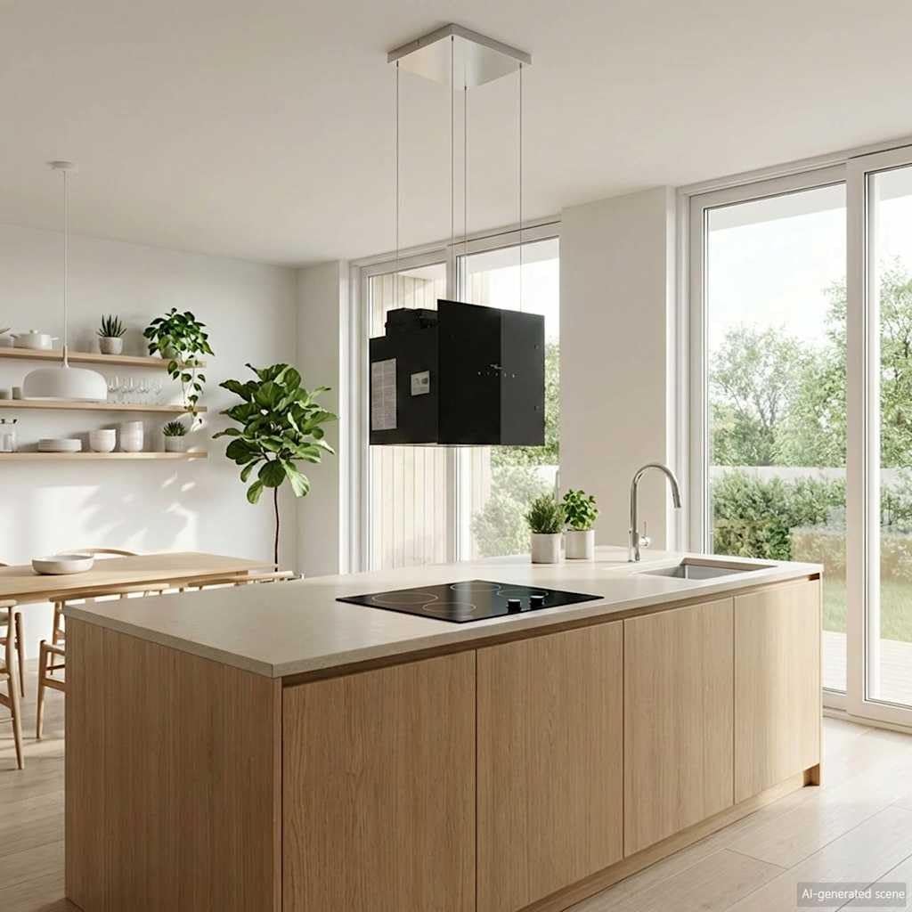 vidaXL Campana extractora de Isla Sensor táctil LCD Vidrio Templado, Extractor de Isla, Campana extractora de Isla, Extractor de Cocina de Isla
