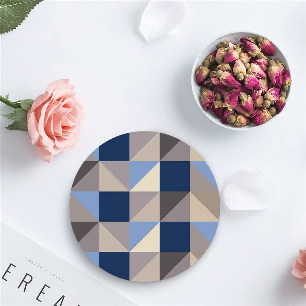 Geometric Triangle Round Coaster Coffee Table Mats Kitchen Accessories Absorbent Ceramic Coasters