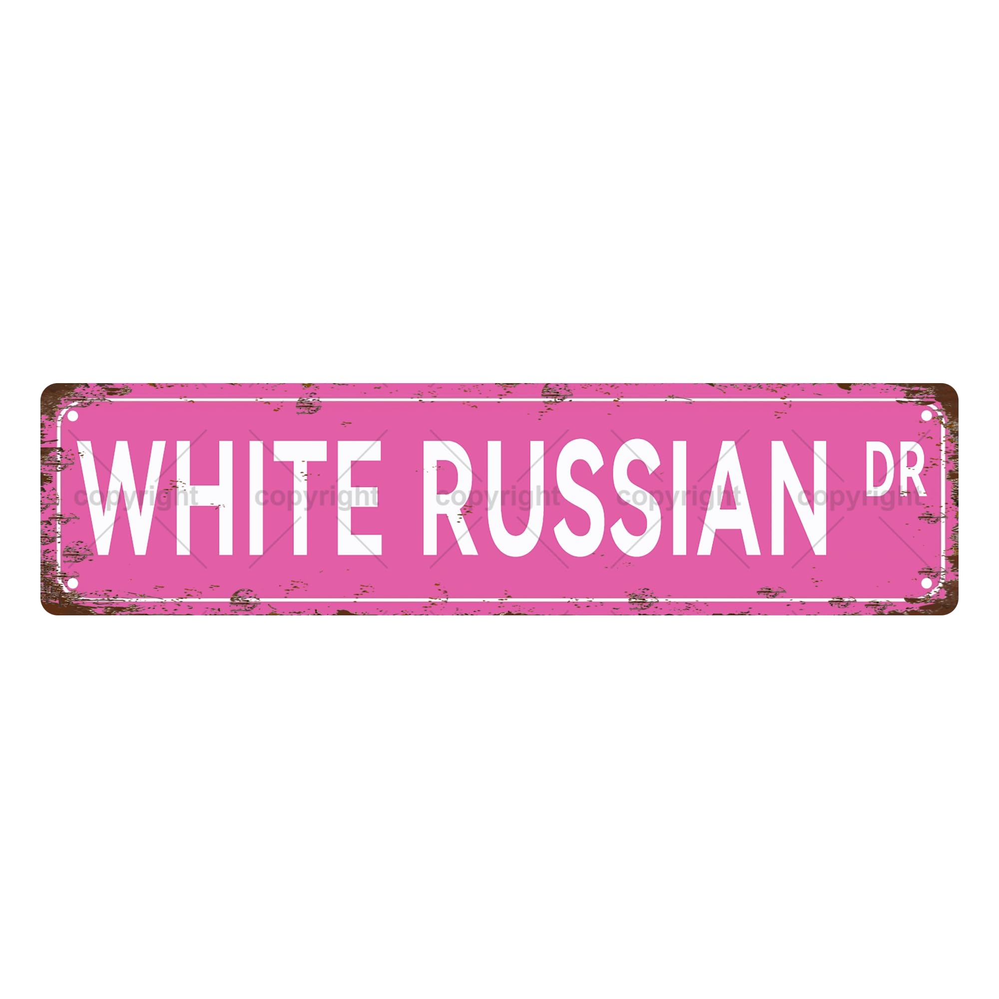 White Russian DR Vintage Metal Tin Sign,Street Sign,Home Decor,Room Decor,Wall Decor,Bathroom Decor,Bar Decor,Cafe Decor,Garage Decor,4x16 Inch