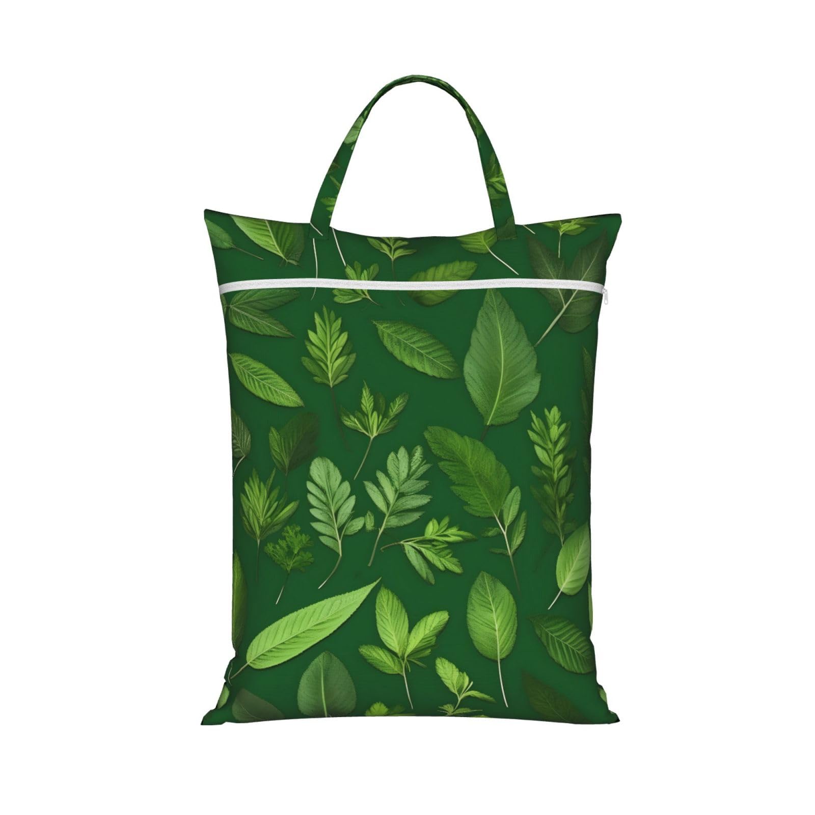 Herb Plant Leaves Print Travel Laundry Bag Foldable Lightweight Camping Beach Dorm Weekend Getaways