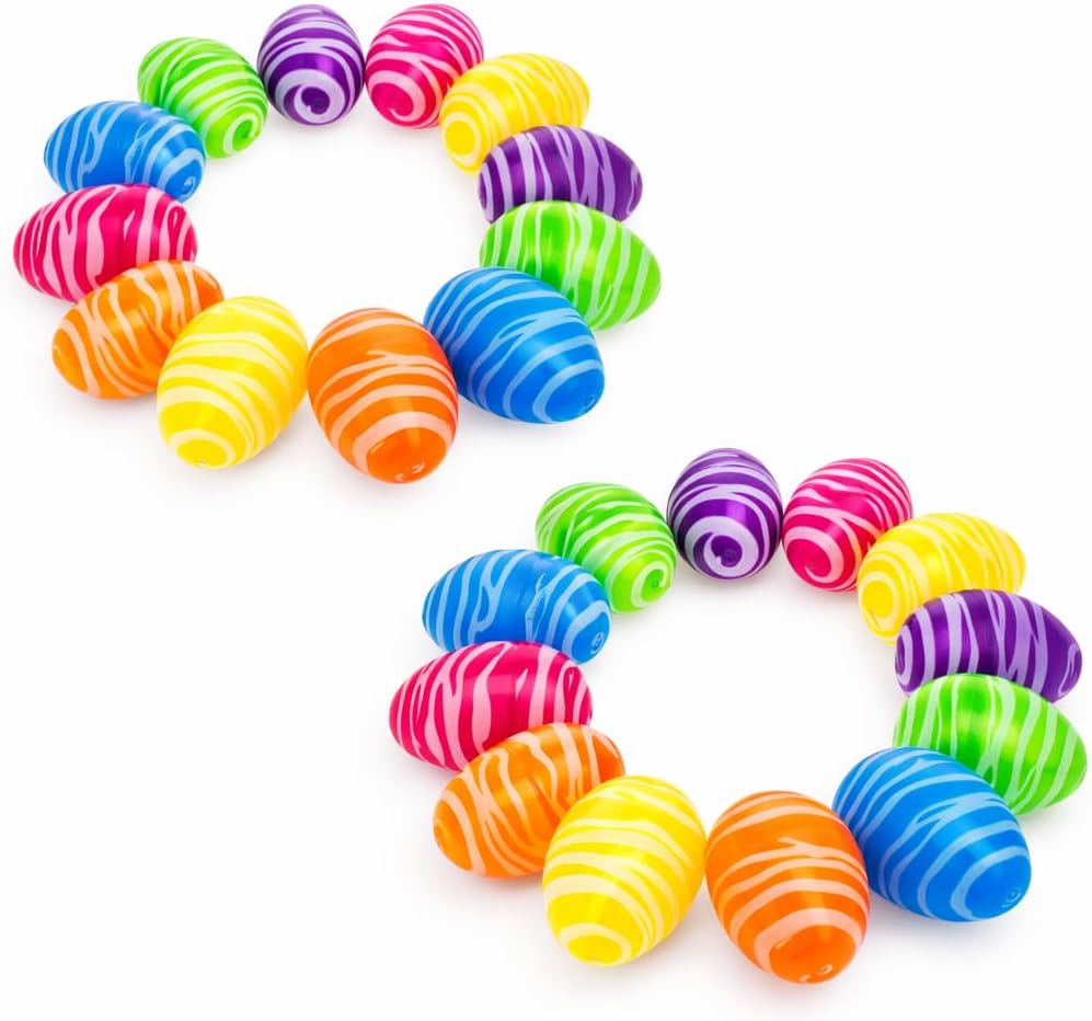 BestPysanky Set of 24 Colorful Zebra Print Fillable Plastic Easter Eggs 2.25 Inches
