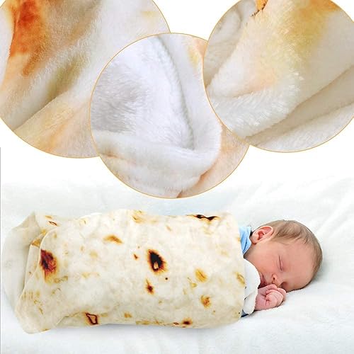 Miniatura 7 de Manta envolvente de burrito para bebé, manta de ducha de franela segura para tortilla con sombrero, gran regalo para bebé (36 pulgadas)