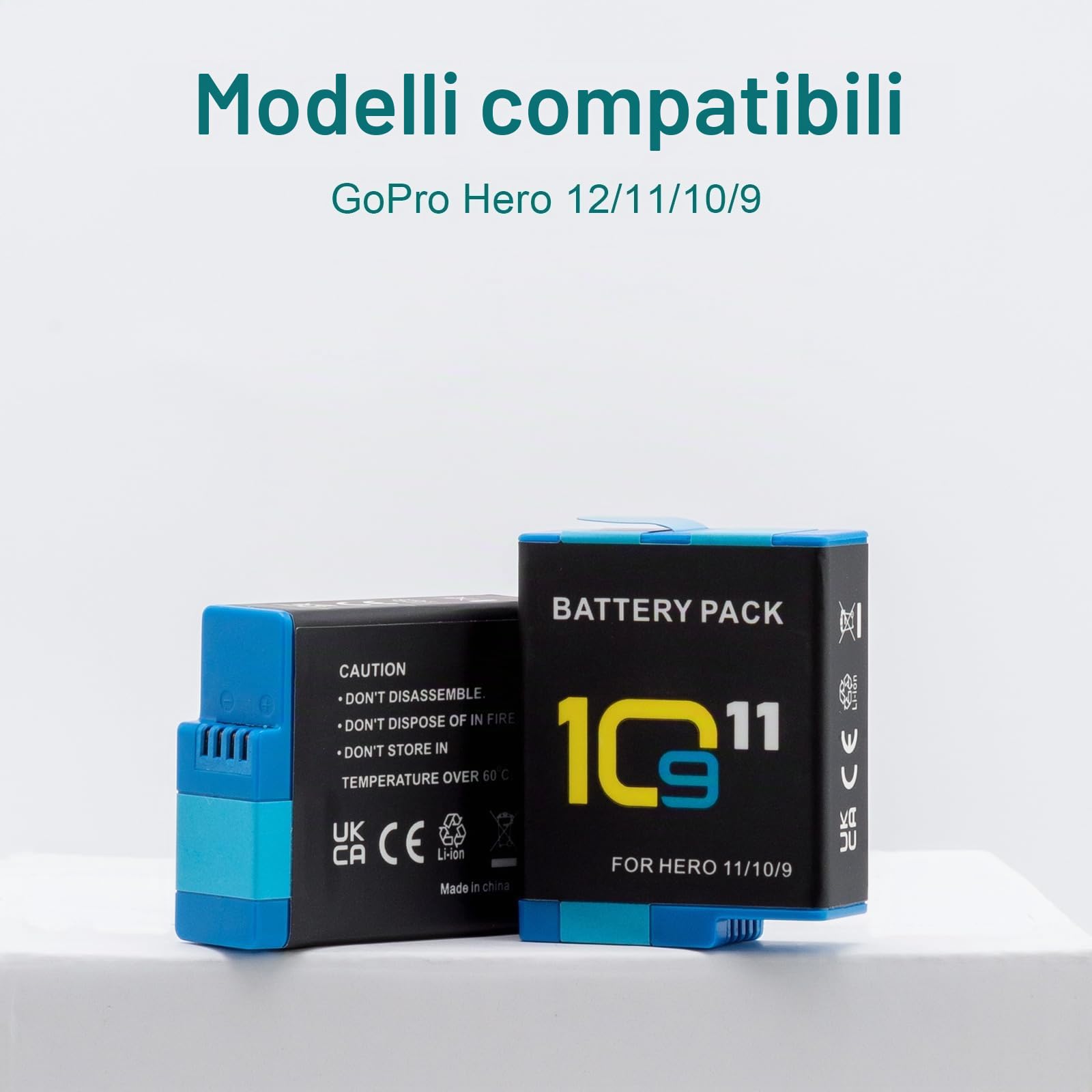 Batteria Hero 12 11 10 9 (2 set da 2000 mAh) batteria ricaricabile e caricabatterie USB LCD a 3 canali sono completamente compatibili con Gopro Hero 12 11 10 9