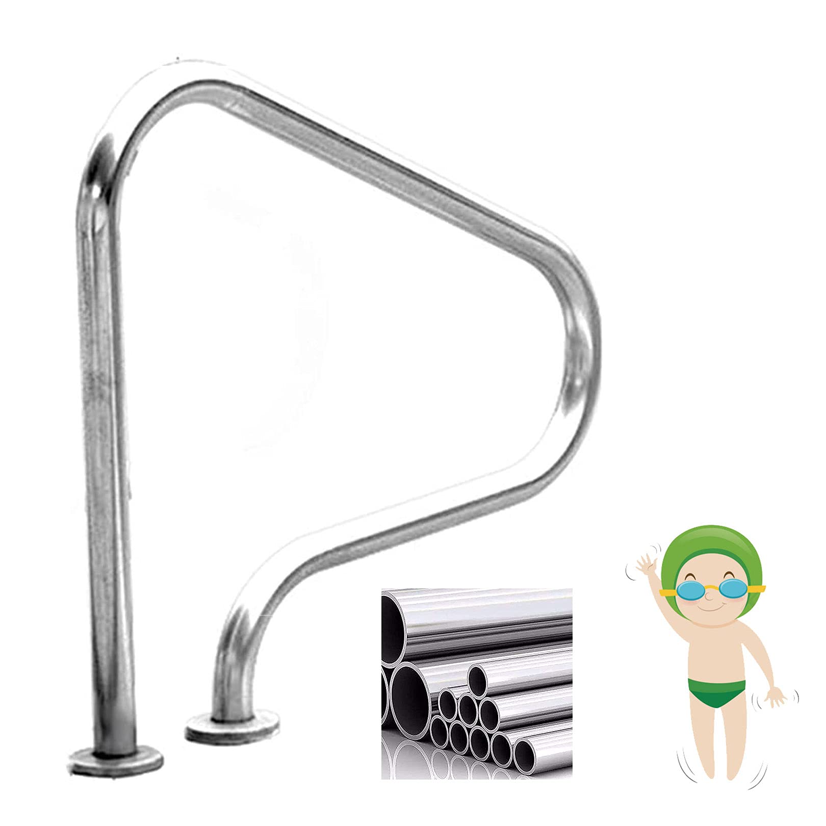 Main courante de piscine antirouille en inox 304 pour un accès au bassin stable et sécurisé