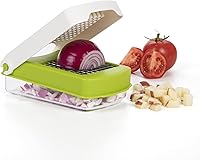 Vista 3 de PrepWorks Picadora compacta de verduras – Cortador manual de verduras que ahorra espacio, fácil de usar, cuchillas de acero inoxidable, sin BPA