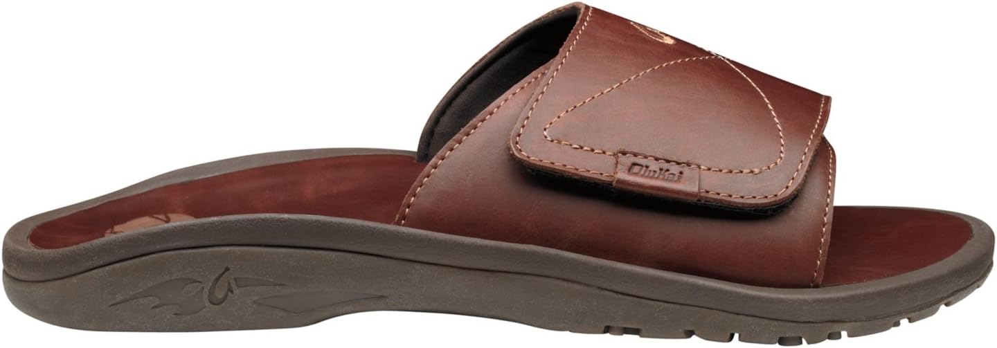 OLUKAI Ohana Leather Mens Slides Dark Java/Dark Java - 8